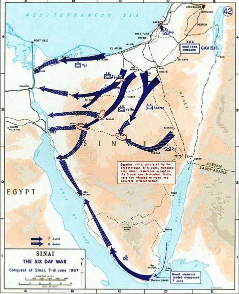 guerra dei 6 giorni, mappa delle operazioni